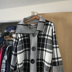 Black and White Plaid Women's Coat